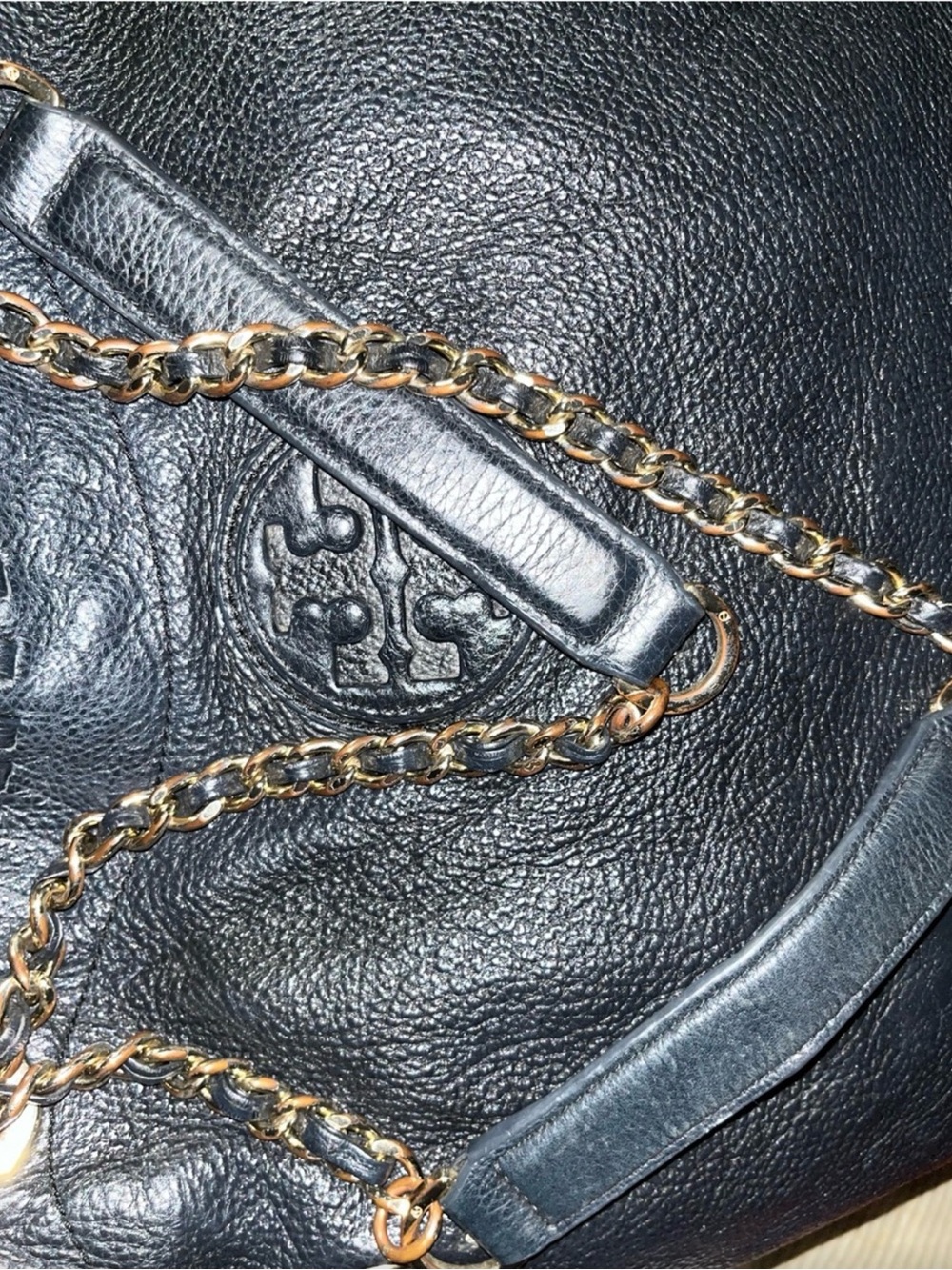 Tory Burch Black Leather Chain-Handle Tote - Picture 7 of 10
